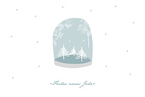 Weihnachtskarten Schneekugel 3 fotos blau