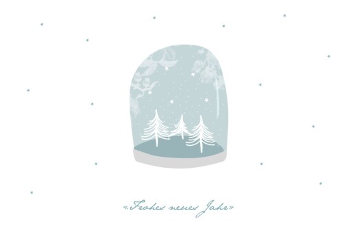 Weihnachtskarten Schneekugel 3 Fotos Blau - Vorderseite