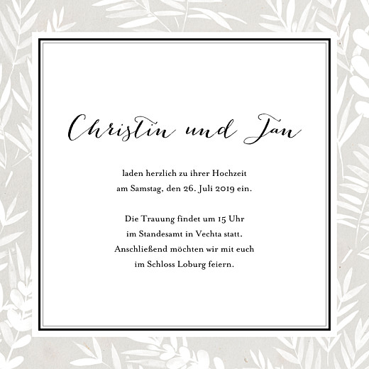 Hochzeitseinladungen Blättertraum (Klappkarte) Grau - Seite 3