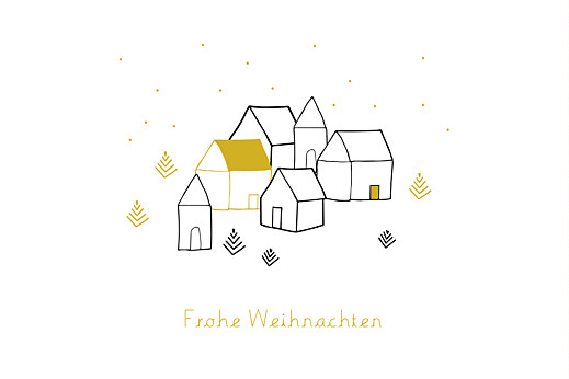 Weihnachtskarten Weihnachtsdorf 3 Fotos Gelb - Vorderseite