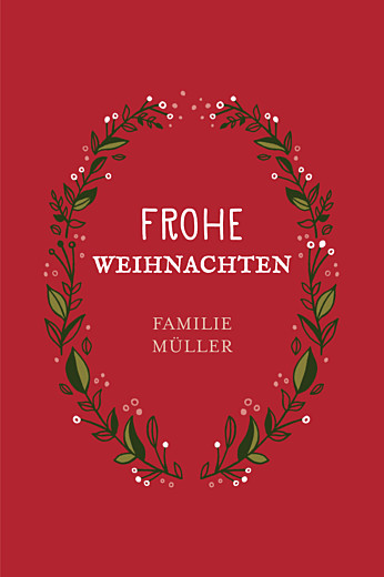 Weihnachtskarten Adventskranz (Klappkarte) Rot - Seite 1