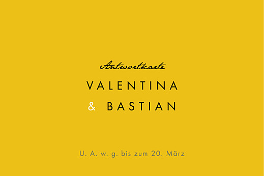 Antwortkarte Hochzeit Palermo Weiß & Gelb - Vorderseite