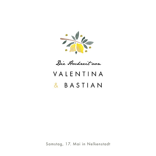 Hochzeitseinladungen Palermo Weiß & Gelb - Vorderseite