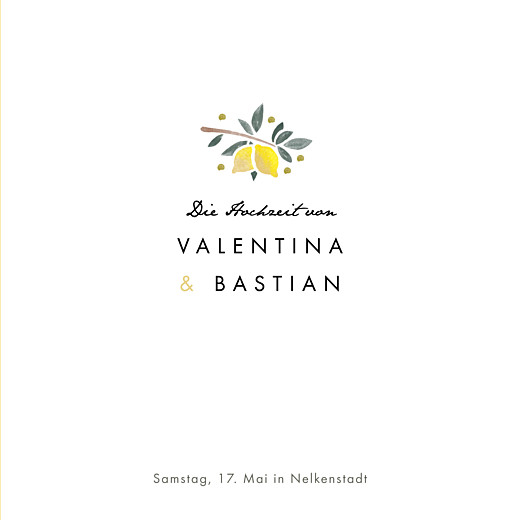 Hochzeitseinladungen Palermo (Klappkarte) Weiß & Gelb - Seite 1