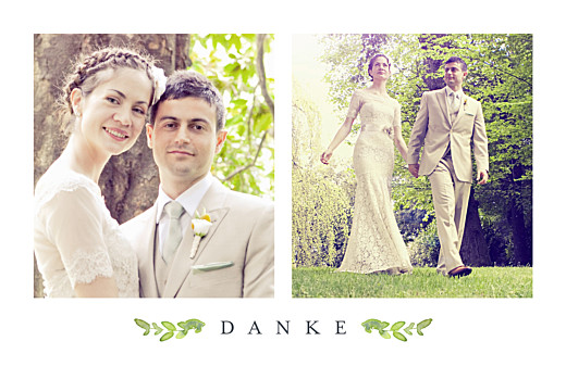 Dankeskarten Hochzeit Naturschmuck Grün - Vorderseite
