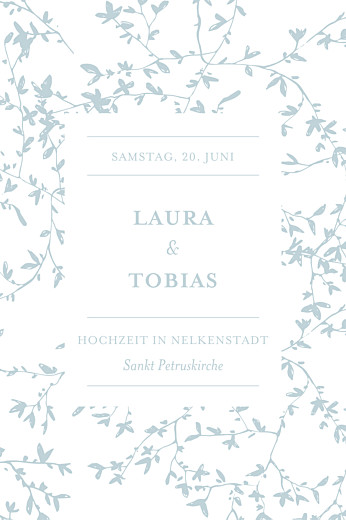 Tischkarten Hochzeit Zarte Poesie Grün - Vorderseite