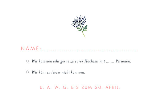 Antwortkarte Hochzeit Blumen Aquarell Beige - Rückseite