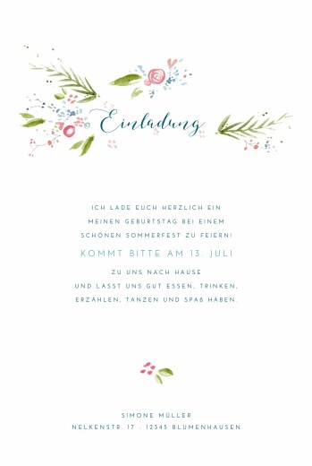 Geburtstagseinladungen Frühlingshauch Weiß - Vorderseite
