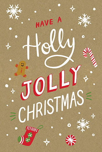 Weihnachtskarten Holly Jolly Klappkarte Kraft - Seite 1