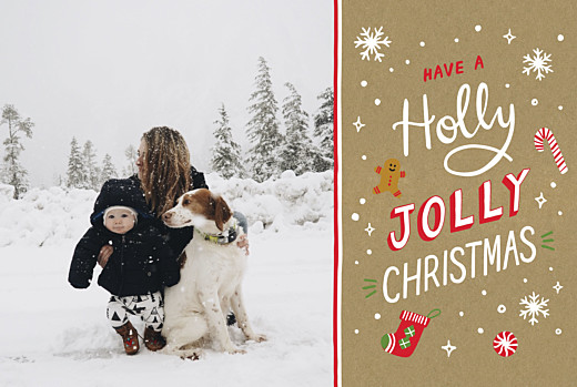 Weihnachtskarten Holly Jolly Kraft - Vorderseite