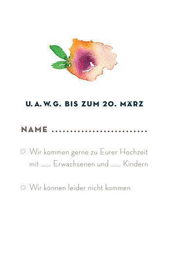 Antwortkarte Hochzeit Bloom (Hoch) Beige - Rückseite