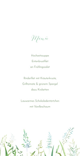 Menükarte Hochzeit Sommerwiese Klappkarte Grün - Seite 3