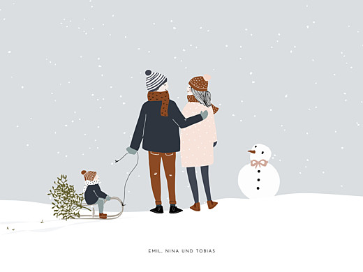 Poster klein Winter family (1 Kind) 1 - Vorderseite