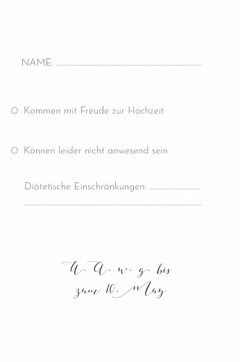 Antwortkarte Hochzeit Zweige Aquarell Blau - Rückseite