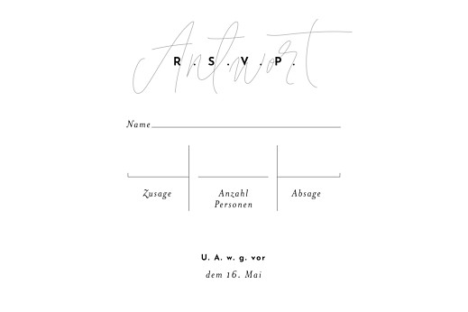 Antwortkarte Hochzeit Filigran Beige - Rückseite