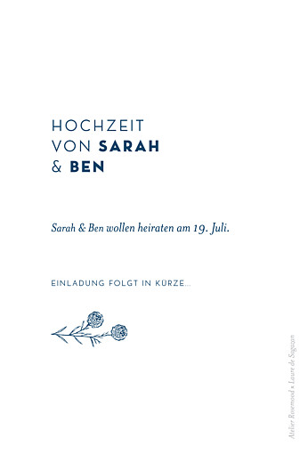 Save-the-Date Karten Laure de Sagazan Blau - Vorderseite