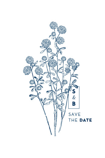 Save-the-Date Karten Laure de Sagazan Blau - Rückseite