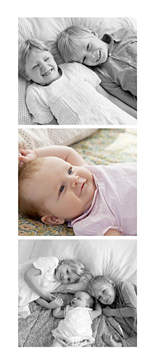 Geburtskarten 3 Fotos Panorama Hoch Weiß - Vorderseite