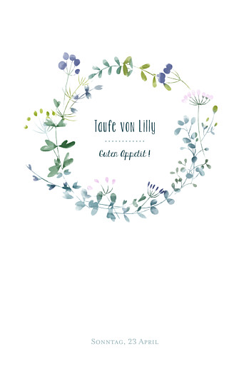 Menükarten Taufe Wildblumen Violett - Seite 1