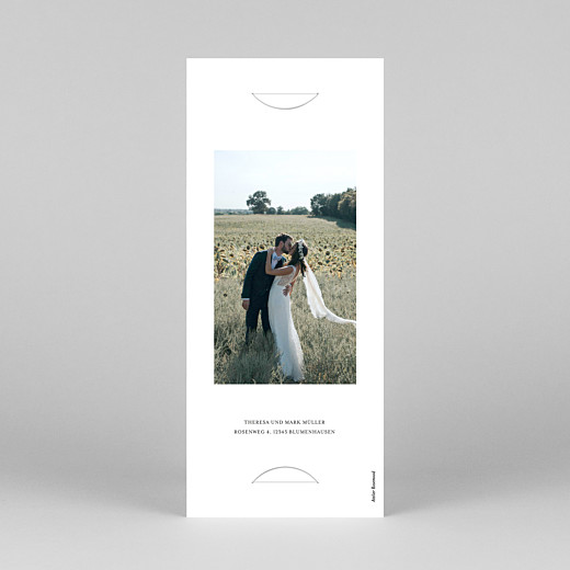 Dankeskarten Hochzeit Stilvoll Modern (Fotostreifen) Weiß - Ansicht 4