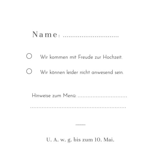 Antwortkarte Hochzeit Paradiesvogel Blau - Rückseite
