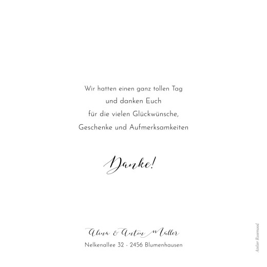 Dankeskarten Hochzeit Raffinesse (Fotos) Weiß - Rückseite