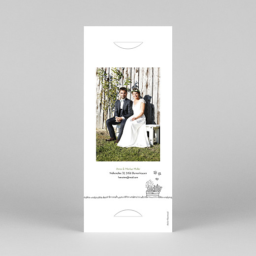 Dankeskarten Hochzeit Sommerhochzeit (Fotostreifen) Weiß - Ansicht 4