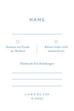 Antwortkarte Hochzeit Kalligraphie Hoch Blau