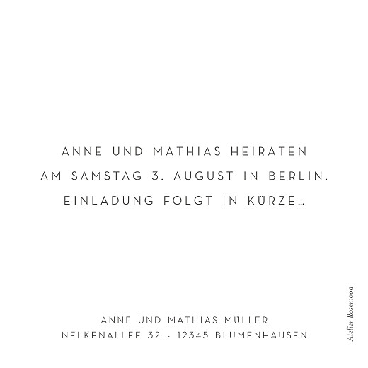Save-the-Date Karten Elegant Herz Klein Weiß - Rückseite