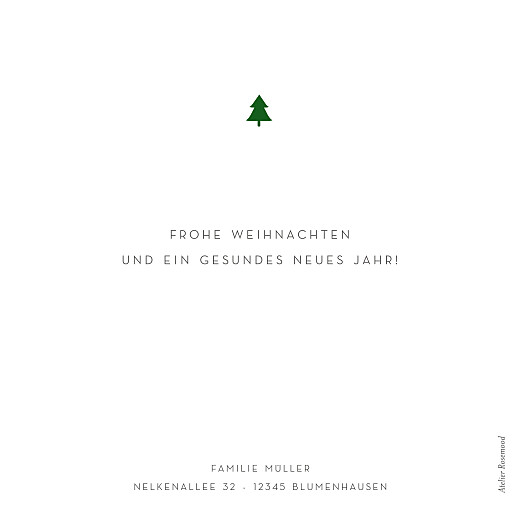 Weihnachtskarten Elegant Tannenbaum Weiß - Rückseite
