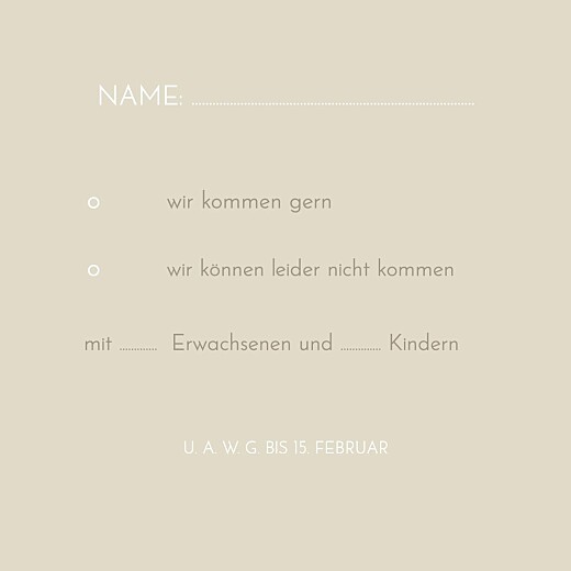 Antwortkarte Hochzeit Sommerwiese (Quadrat) Sand - Rückseite