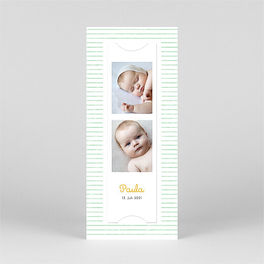 Geburtskarten Schälchen (Fotostreifen) (2 Kinder) Grün - Ansicht 3