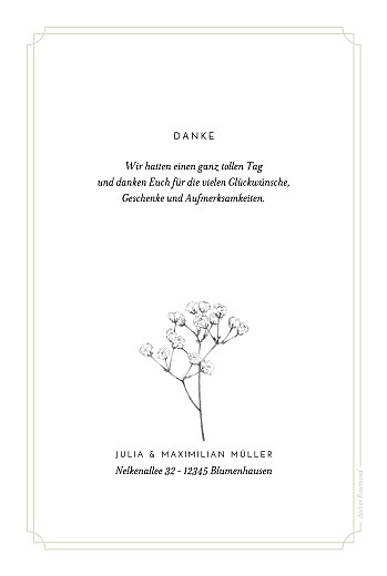 Dankeskarten Hochzeit Botanik (Hoch) Beige - Rückseite