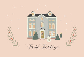 Weihnachtskarten Cottage Rosa