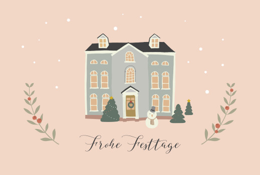 Weihnachtskarten Cottage Rosa - Seite 1