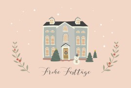 Weihnachtskarten geschäftlich Cottage Rosa