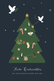 Weihnachtskarten geschäftlich O Tannenbaum Blau
