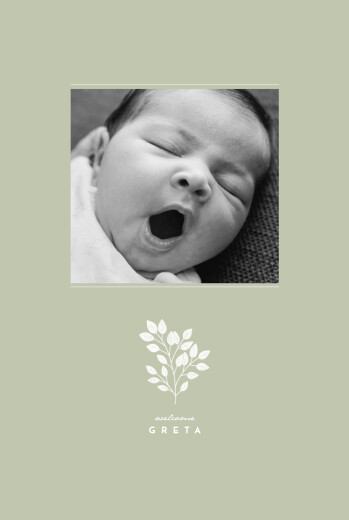 Geburtskarten Blumenornament Grün - Vorderseite