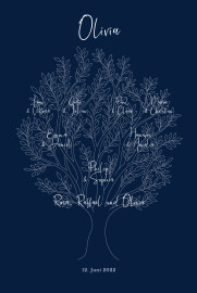 Geburtskarten Stammbaum (Hoch) Blau