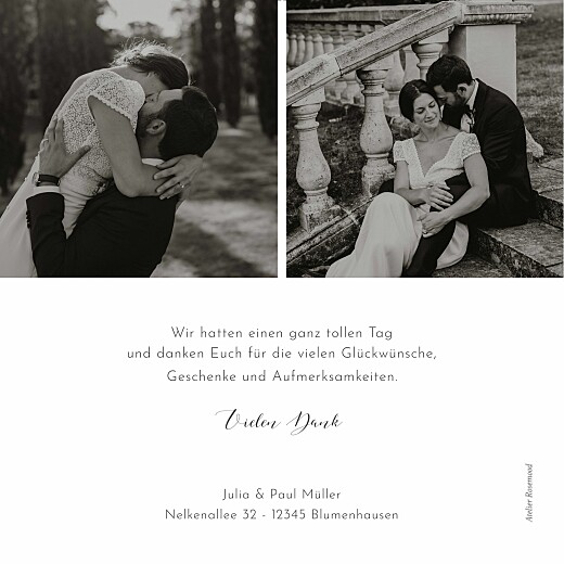 Dankeskarten Hochzeit Zweiglein Weiß - Rückseite