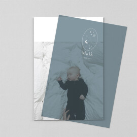 Geburtskarten Kleiner Astronaut (Transparentpapier) Blau