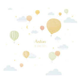 Geburtskarten Heißluftballons Gelb