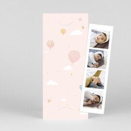 Geburtskarten Heißluftballons (Fotostreifen) Rosa