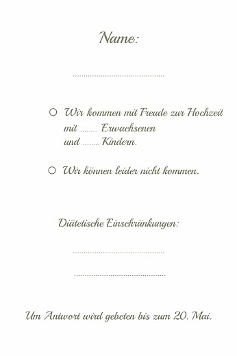 Antwortkarte Hochzeit Piktogramme (hochformat) Weiß - Rückseite