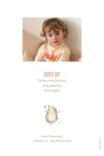 Einladungskarten Kindergeburtstag Tiertanz Weiß - Rückseite