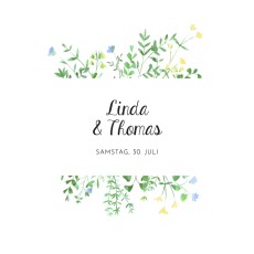Hochzeitseinladungen Blumenrahmen (Klappkarte) Weiß