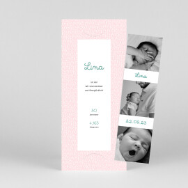 Geburtskarten Pailettentraum (Fotostreifen) Rosa