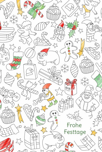 Weihnachtskarten geschäftlich Zum Ausmalen! by OMY (Klappkarte) Weiß - Seite 1