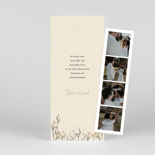 Dankeskarten Hochzeit Landblume (Fotostreifen) Weiß - Ansicht 1