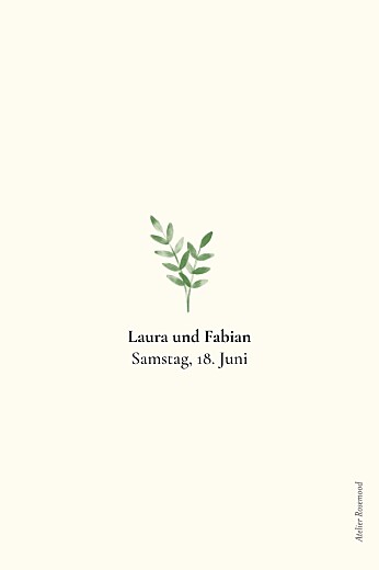 Tischkarten Hochzeit Fauna Grün - Rückseite